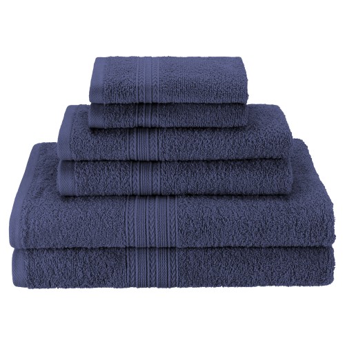 EF-6 PC SET NB Eco-Friendly 100 Percent Ringspun Cotton Towel Set - Navy Blue, 6 Pieces -  SUPERIOR