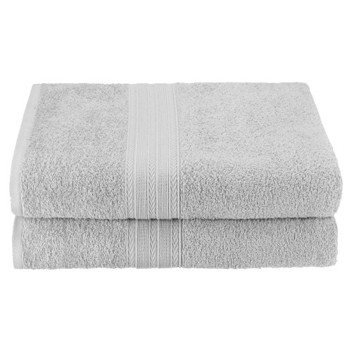 EF-BSHEET SV Eco-Friendly 100 Percent Ringspun Cotton Bath Sheet Towel Set - Silver, 2 Pieces