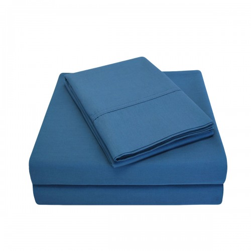 P300FLSH SLNB 300 Full Sheet Set- Percale Solid Patterned - Navy Blue