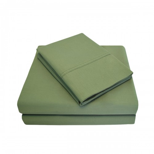 P300QNSH SLSG 300 Queen Sheet Set, Percale Solid Patterned - Sage