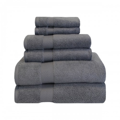 Picture of Superior ZT 6 PC SET GR Zero Twist Cotton Towel Set - Grey, 6 Pieces