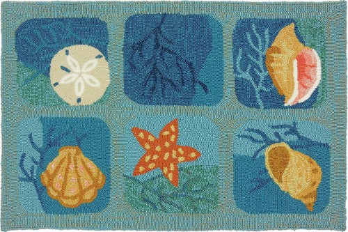 Picture of Homefires Rugs PP-RP013E Shell Tile Aqua Area Rug - 5 x 7 ft.