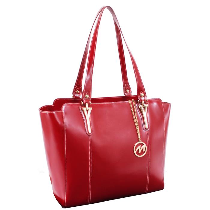 McKlein  Alicia Leather Shoulder Tote, Red