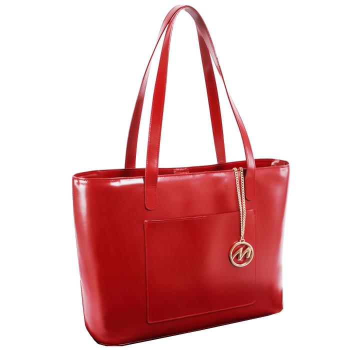 Picture of McKlein 97536 Alyson Leather Shoulder Tote- Red