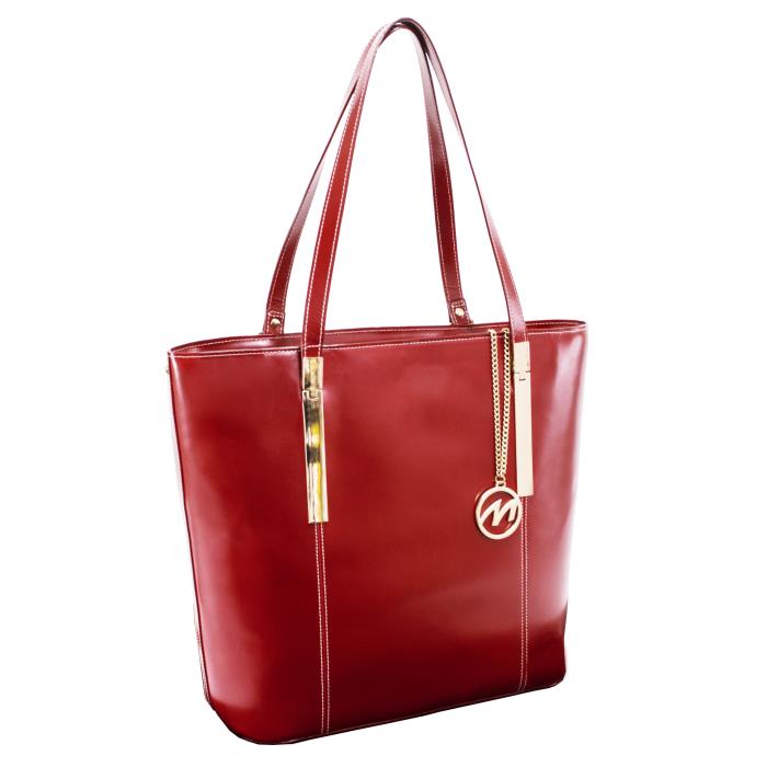 Picture of McKlein 97546 Cristina Leather Shoulder Tote- Red