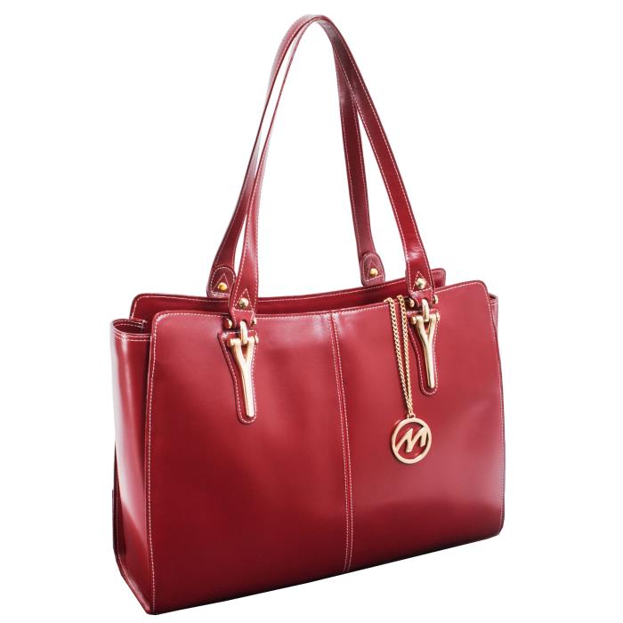 Picture of McKlein 97556 Glenna Leather Shoulder Tote- Red