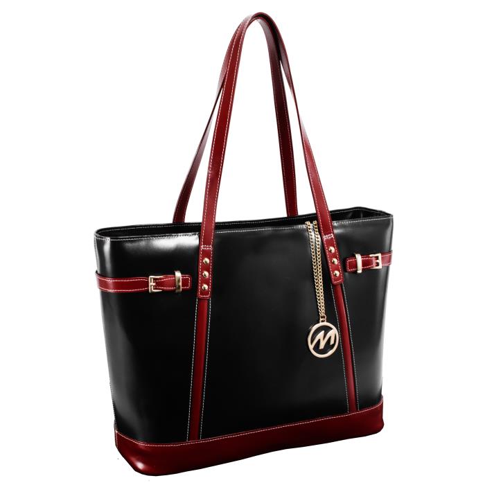 Serafina Leather Shoulder Tote, Black