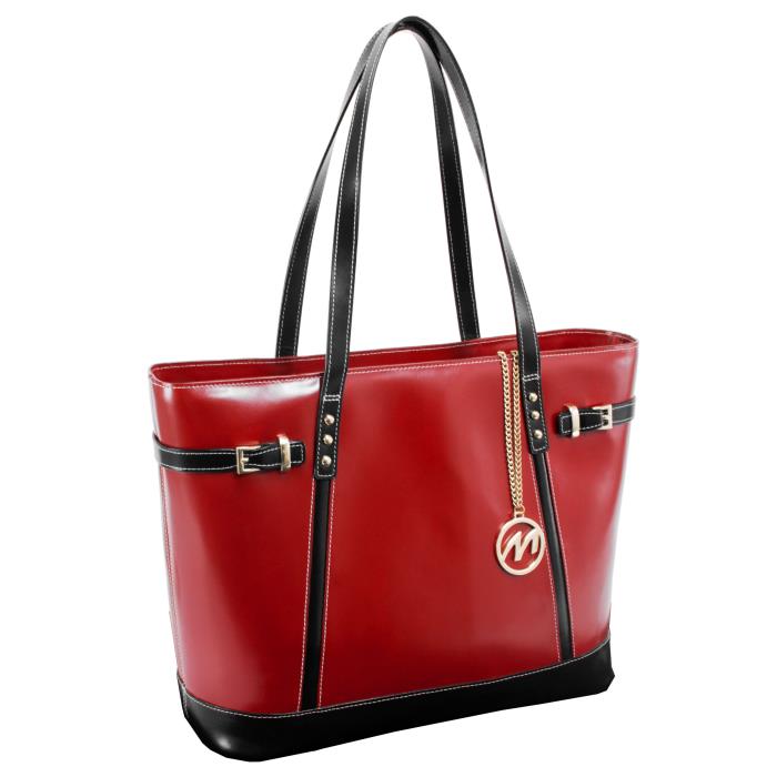 Picture of McKlein 97566 Serafina Leather Shoulder Tote&#44; Red