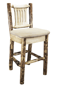 Picture of Montana Woodworks MWGCBSWNRBUCK Glacier Country Collection Upholstered Seat Bar Stool- Buckskin Pattern