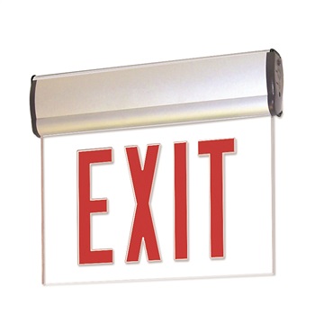 Green LED Double Face Edge-Lit Exit- 2-Circuit- Mirror- Aluminum