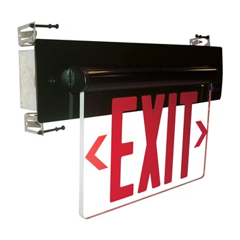 Picture of Nora Lighting NX-814-LEDG2MA Green LED Double Face Recessed Edge-Lit Exit- 2-Circuit- Mirror- Aluminum