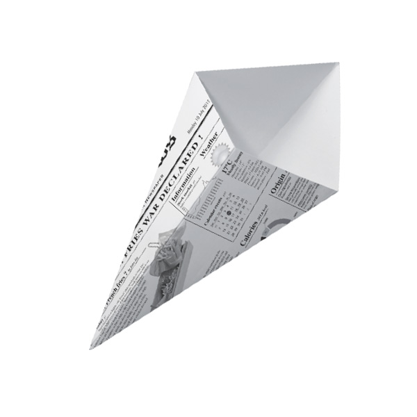 11 oz. Sturdy Paper Cones with Newsprinted Print
