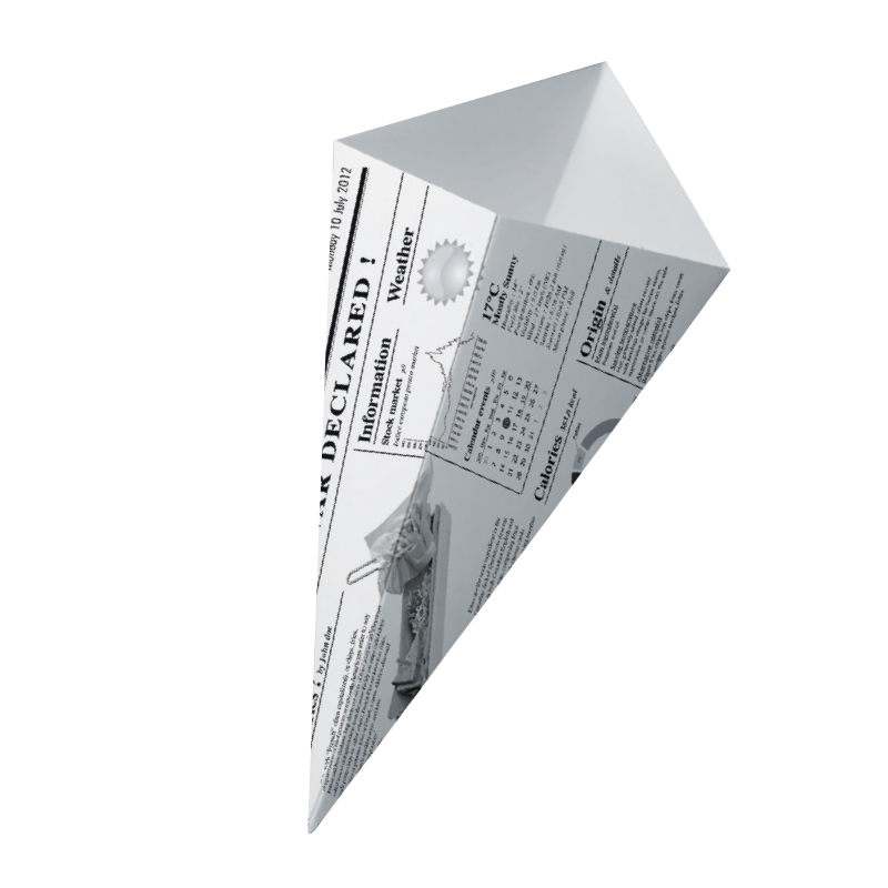 14.5 oz. Sturdy Paper Cones with Newsprinted Print