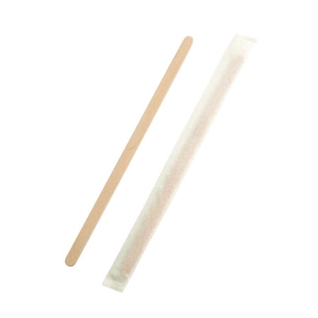 Picture of Packnwood 210SPATBE Individually Wrapped Wooden Coffee Stirrer