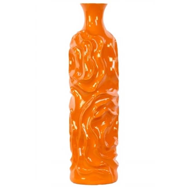 Urban Trends Collection 24450 Ceramic Round Cylindrical Vase With Neck & Wrin...