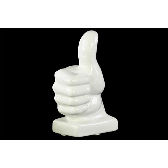 Urban Trends Collection 35500 Porcelain Thumbs Up Sculpture On Bass - White