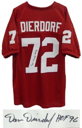 DIEJRY300 Dan Dierdorf Signed Red Throwback Custom Football Jersey With HOF 96