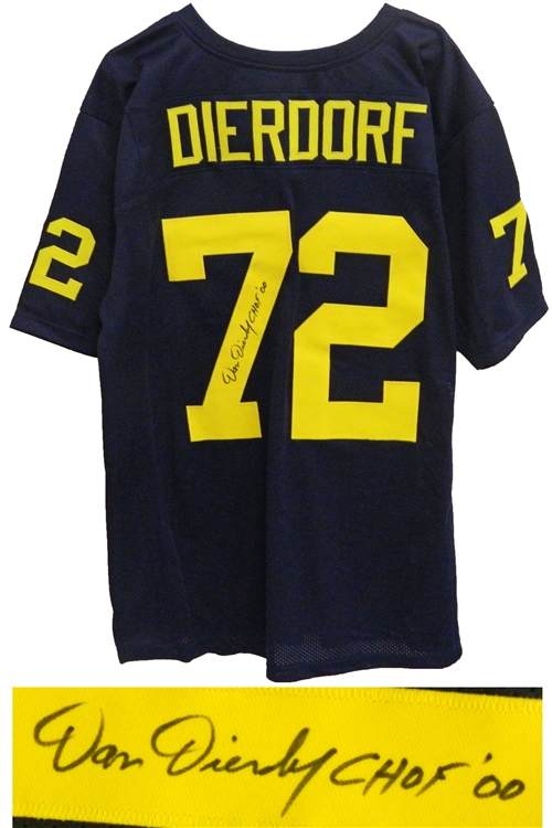 DIEJRY301 Dan Dierdorf Signed Navy Throwback Custom Football Jersey With CHOF 00