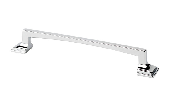 s  128 mm. Thin Square Transitional Cabinet Pull - Bright Chrome