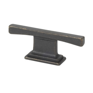 s 16 mm. Thin Square Transitional T Cabinet Pull - Dark Bronze