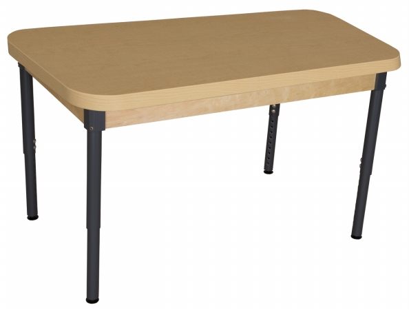 Mobile Rectangle High Pressure Laminate Table With Adjustable Legs