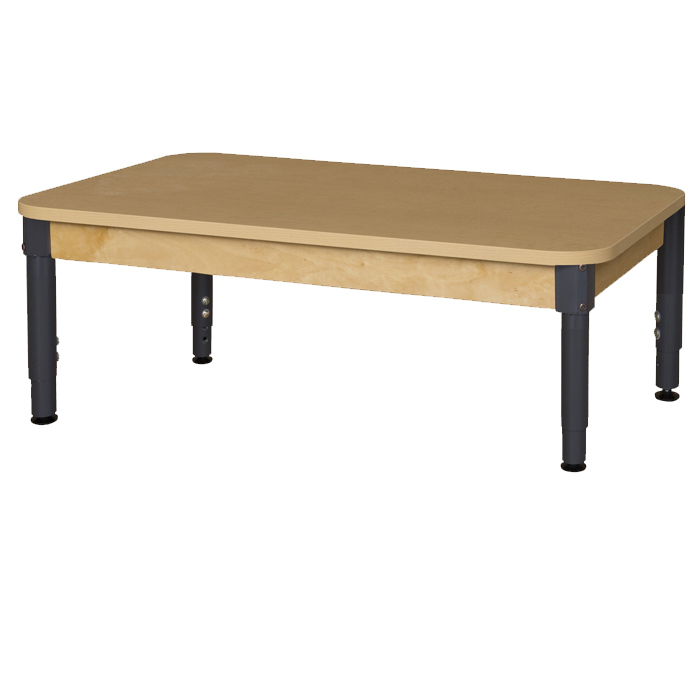 Mobile Rectangle High Pressure Laminate Table With Adjustable Legs- - 14-19 in.