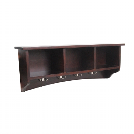 Picture of Bolton Furniture ASCA04P0 Shaker Cottage Coat Hooks With Storage, Espresso