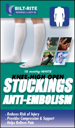 Picture of Bilt-Rite Mastex Health 10-73500-LG-2 Anti-Embolism Stockings Knee-High Open- White - Large
