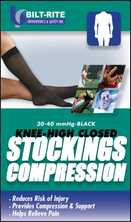 Picture of Bilt-Rite Mastex Health 10-74100-XL 30-40 mm. Hg Knee-High Stockings&#44; Black - Extra Large
