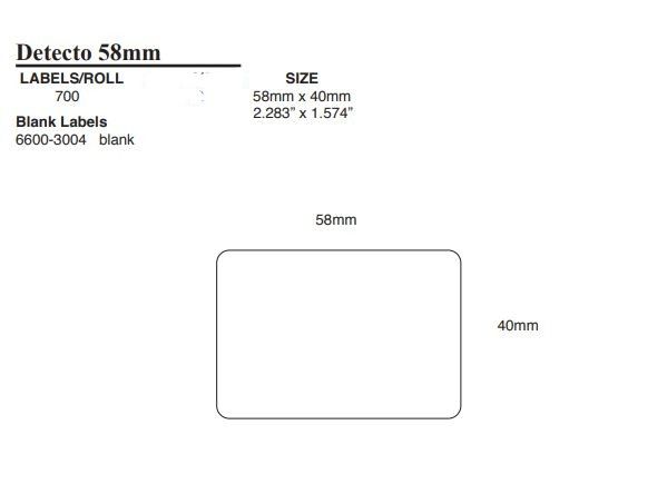 Picture of Detecto  6600-3004 DL Series  Printer Labels 58 x 40 mm - 700 per Roll