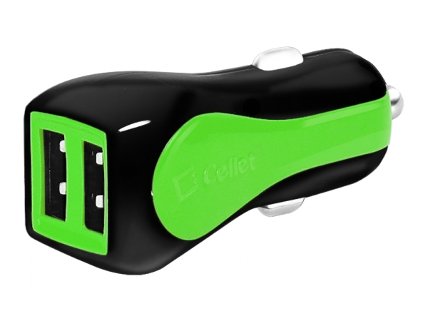 Picture of Cellet 22586 Prism RapidCharge Dual USB Car Charger for Android and Apple Devices- Green