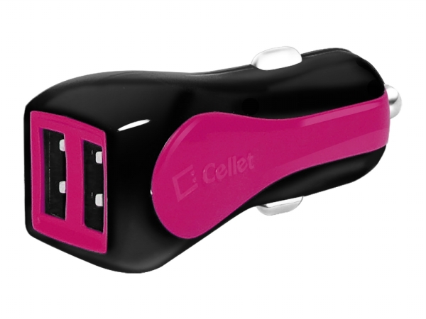 Picture of Cellet 22582 Prism RapidCharge Dual USB Car Charger for Android and Apple Devices- Pink
