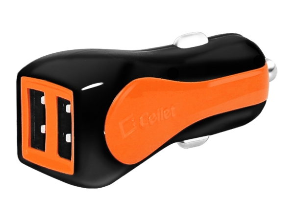Picture of Cellet 22580 Prism RapidCharge Dual USB Car Charger for Android and Apple Devices- Orange