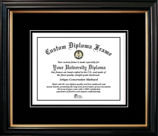 Campusimages Petite Black Gold Trim & Double Black Certificate Frame