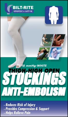 Anti-Embolism Stockings Thigh High Closed- White - Medium