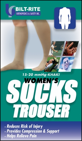 10-70600-MD-2 15-20 mm. Hg Womens Trouser Socks- Black - Medium