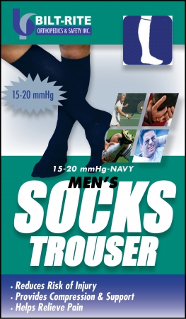 15-20 mm. Hg Mens Trouser Socks, Navy - Large
