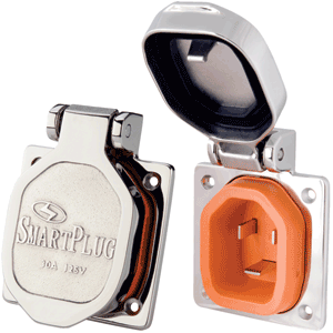 30 Amp Inlet with Cover - Stainless Steel