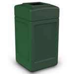 PolyTec 42-Gallon Trash Can: Square, Open-Top Lid, Forest Green