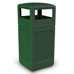 Square Dome Lid Trash Can- Forest Green