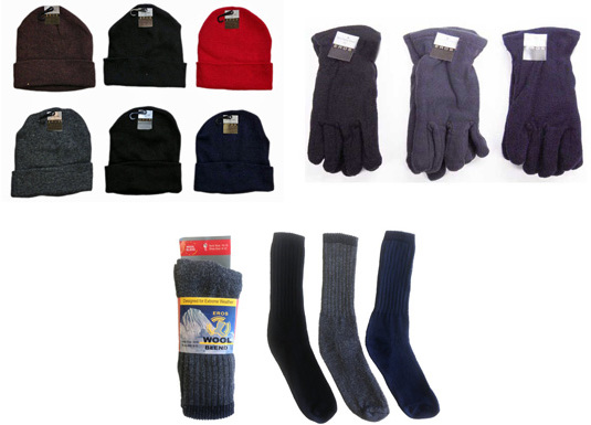 Picture of DDI 1930948 Mens Winter Hats- Gloves and Wool Blend Socks Combo