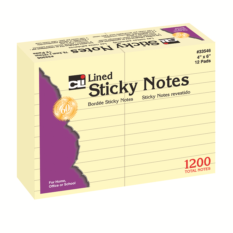 Charles Leonard  Lined Sticky Notes- 4 x 6 in.