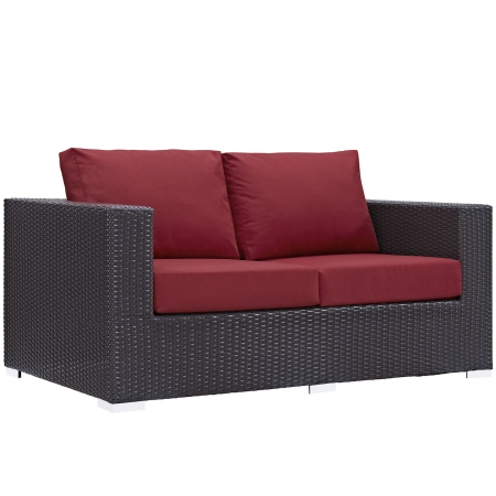 EEI-1907-EXP-RED Convene Outdoor Patio Loveseat- Espresso Red
