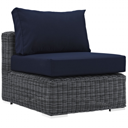 EEI-1868-GRY-NAV Summon Outdoor Patio Armless- Canvas Navy