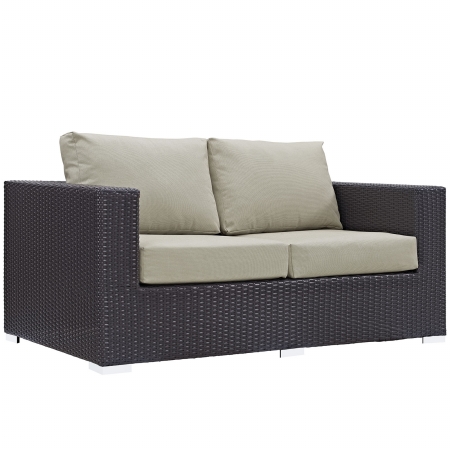 Convene Outdoor Patio Loveseat- Espresso Beige