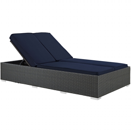 Sojourn Outdoor Patio Chaise- Chocolate Navy