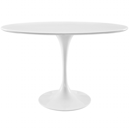 Lippa 48 in. Oval-Shaped Wood Top Dining Table, White