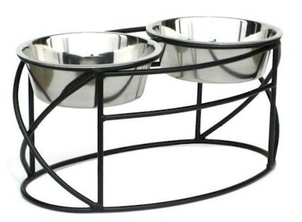 Picture of PetsStop RDB8S-W Oval Cross Double Raised Feeder - Small, White