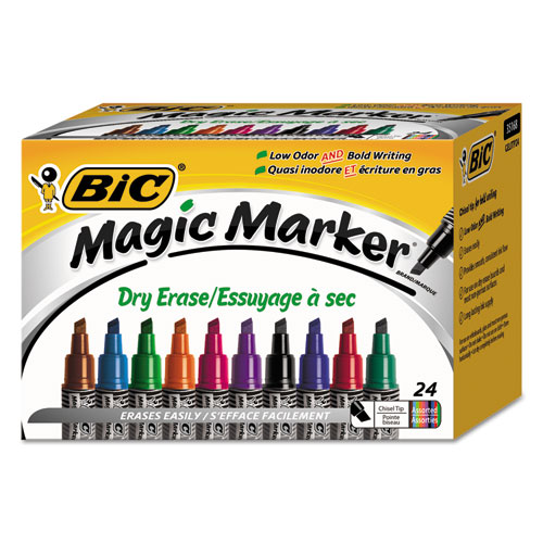 Picture of Bic BICGELITP241AST Low Odor & Bold Writing Dry Erase Marker - Chisel Tip
