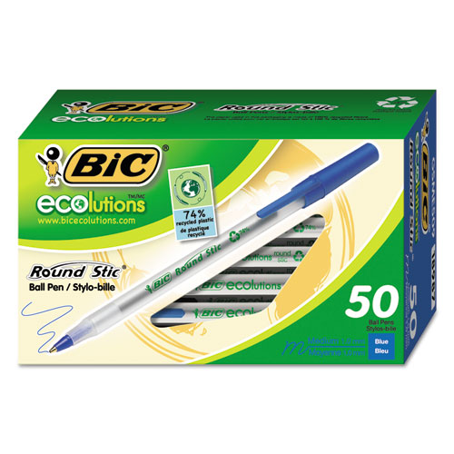 Picture of Bic BICGSME509BE Ecolutions Round Stic Ballpoint Pen - Blue Ink